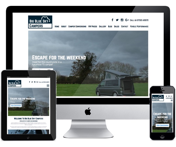 Big Blue Sky campers WordPress website