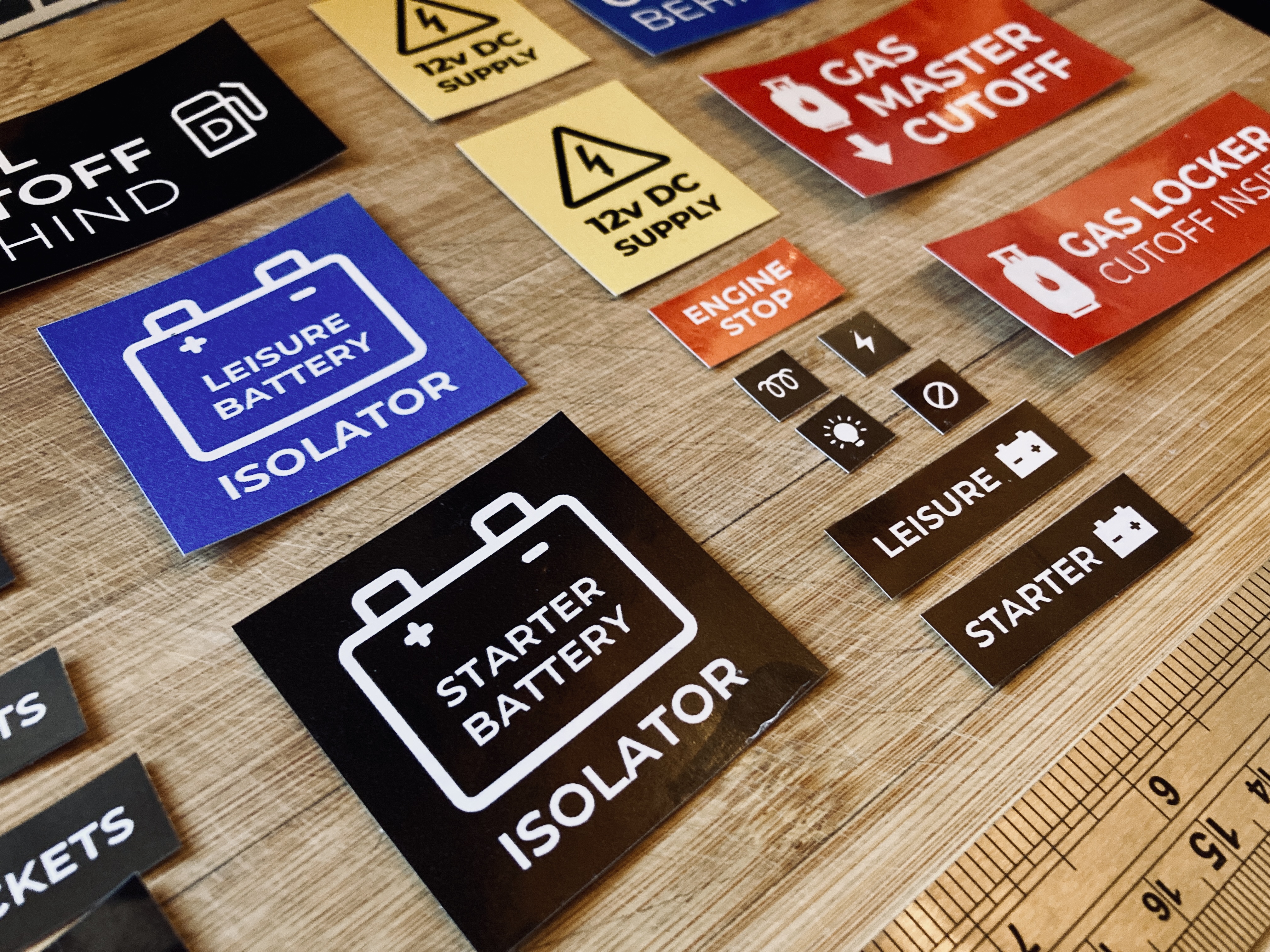 colourful Boat Safety Scheme BSS signage for narrowboat