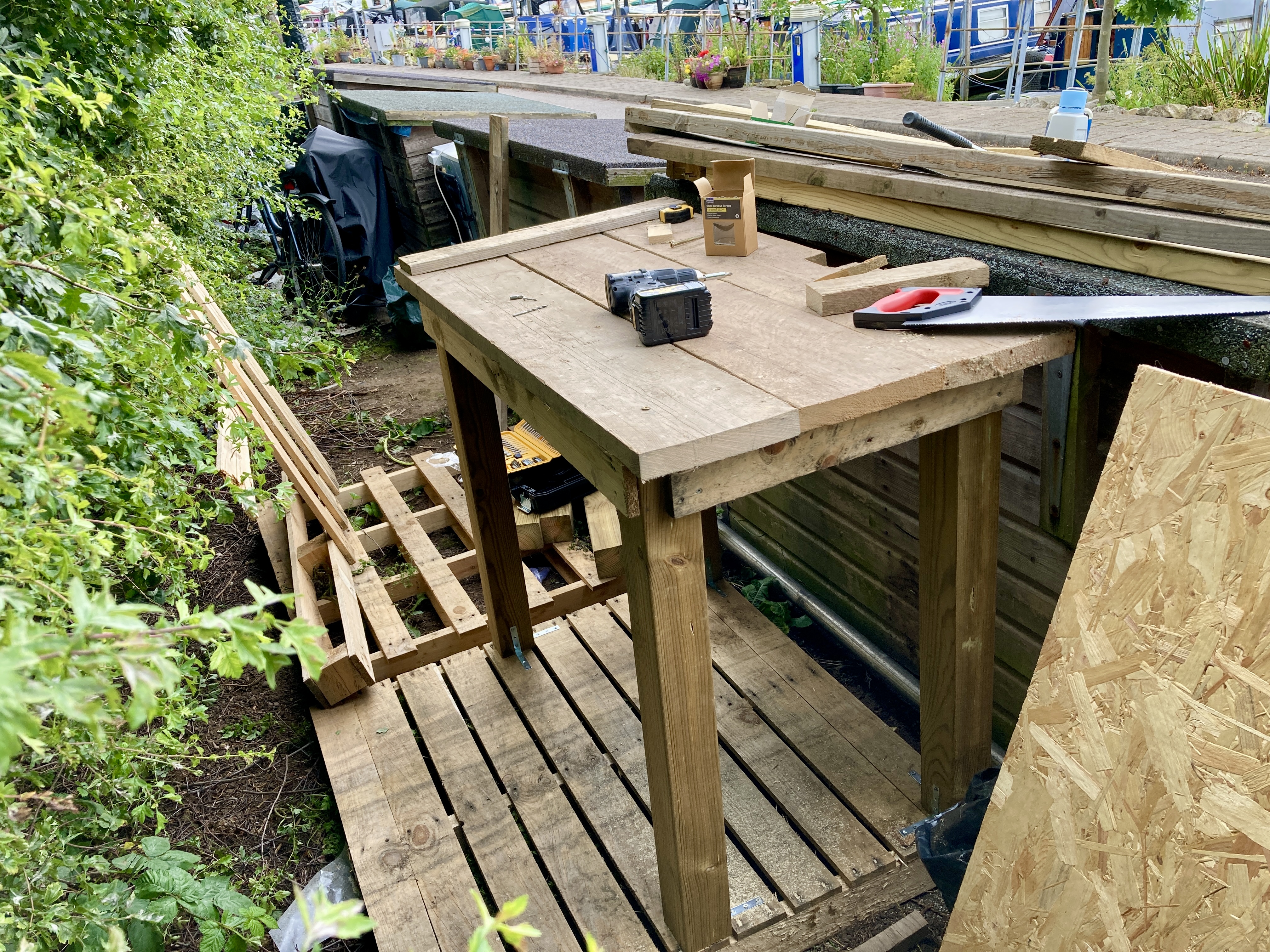 workbench made of scrap wood