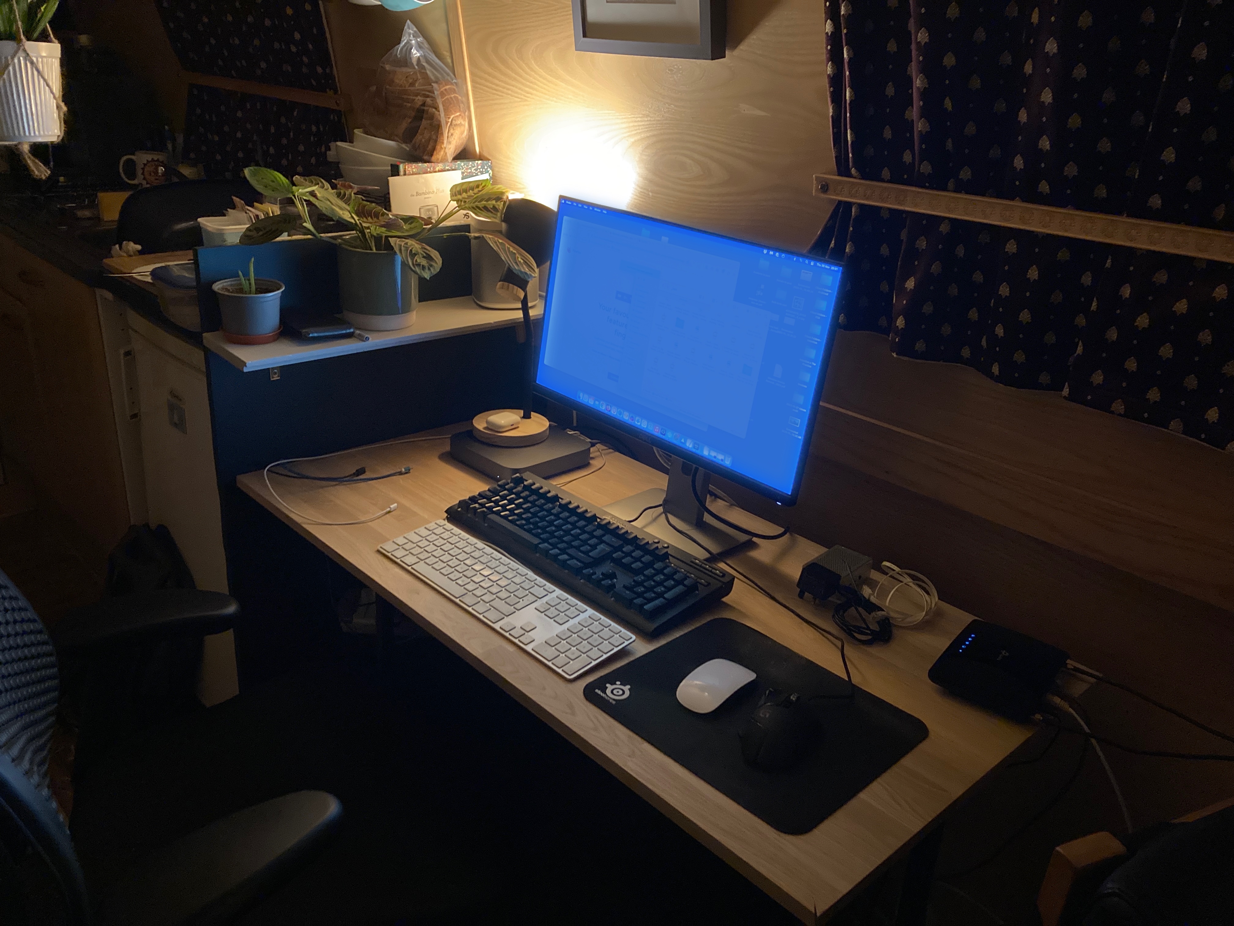 narrowboat oak work desk