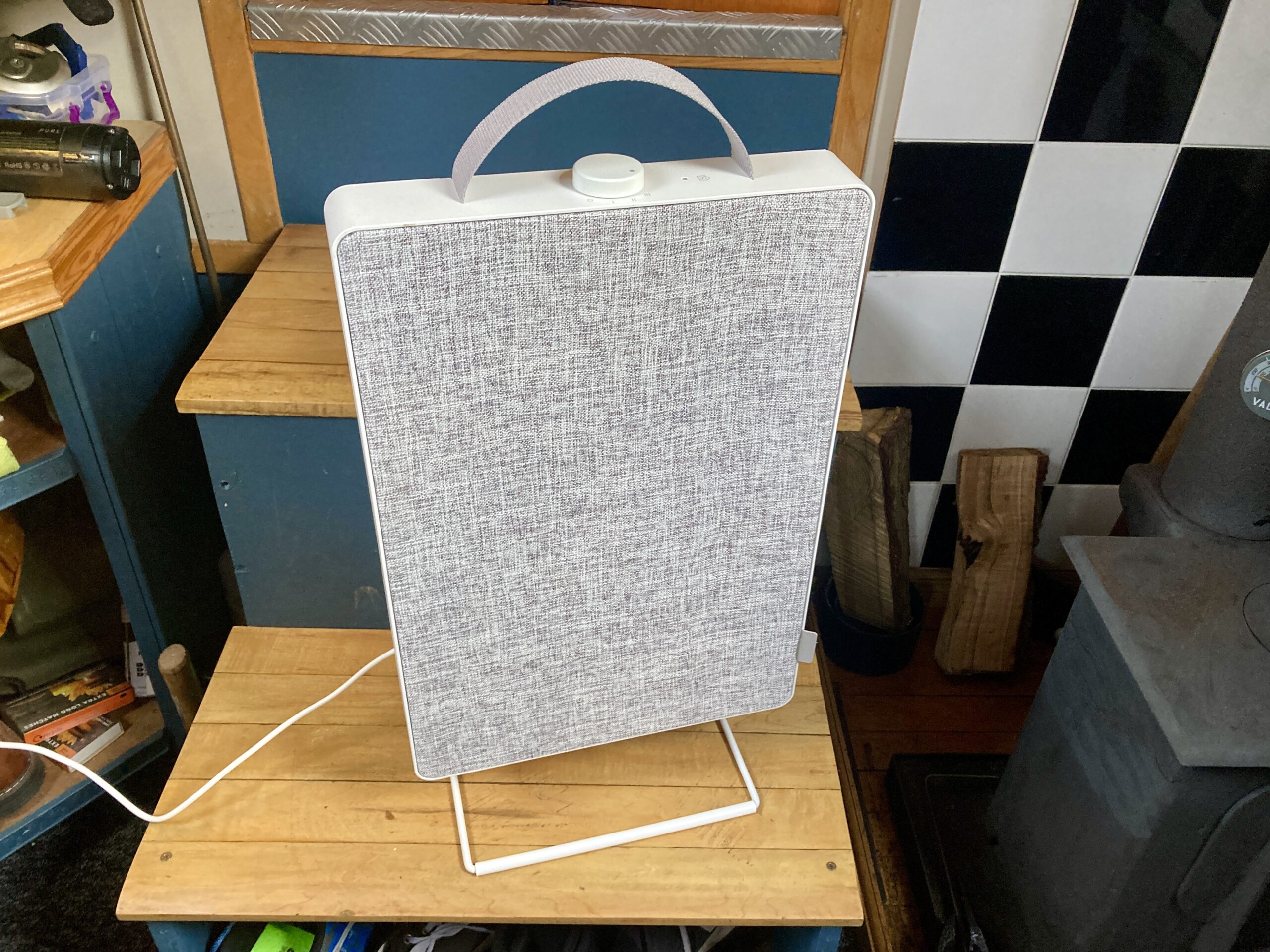 ikea air purifier on narrowboat