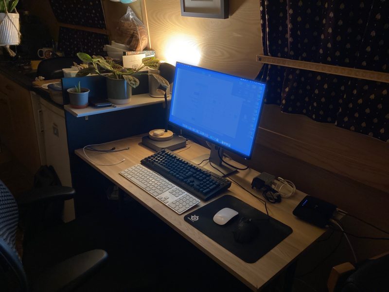 narrowboat oak work desk