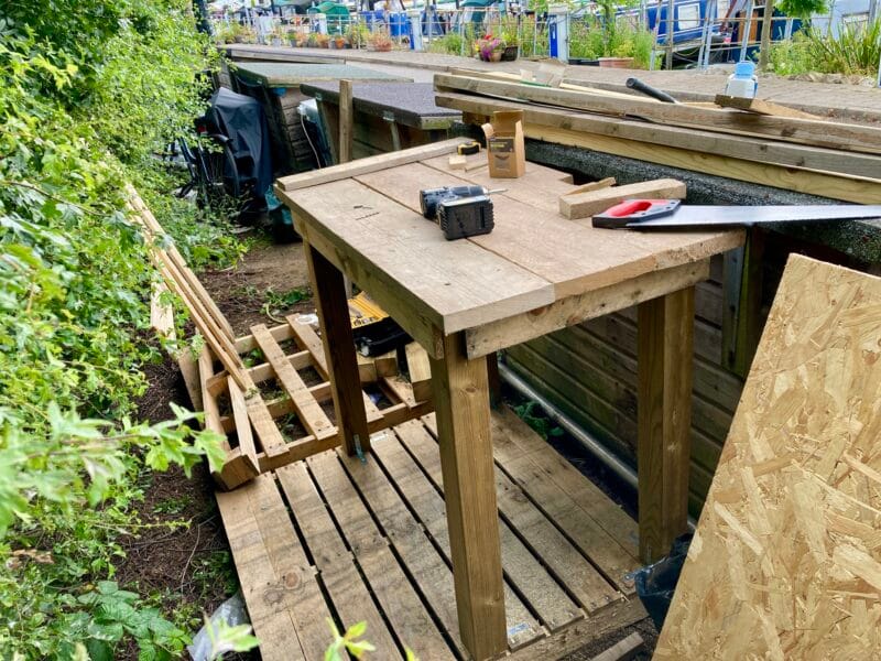 workbench made of scrap wood